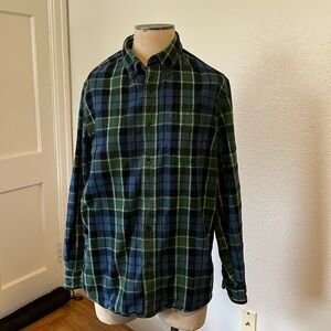 LL Bean Scotch Plaid Flannel Shirt 298167 Black/Green/Blue Black Watch Men’s M